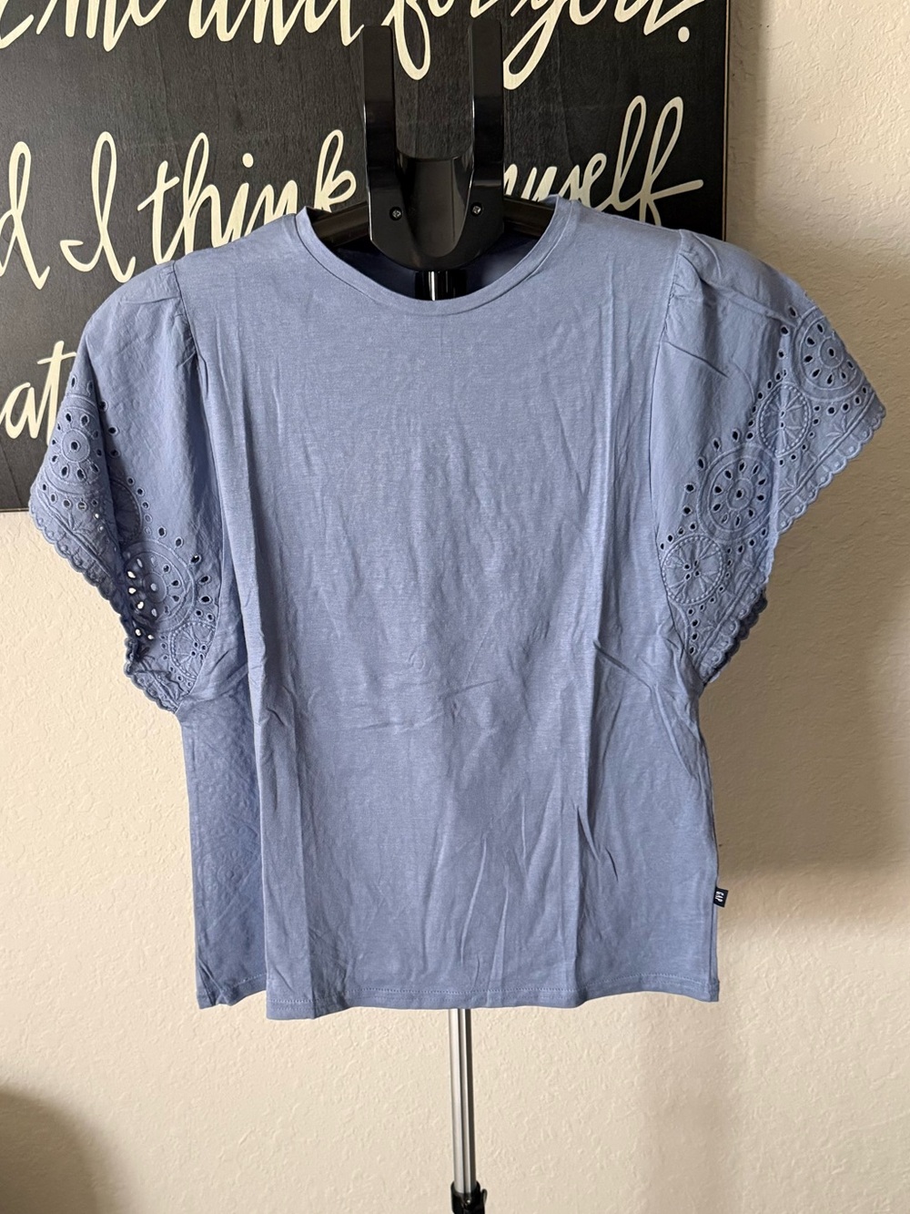 GAP Slate Blue Eyelet Sleeve Tee